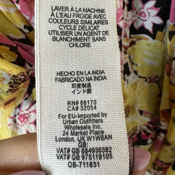 Free People Alice Yellow Floral Flowy Vested Dress Sz L - Picture 7 of 8